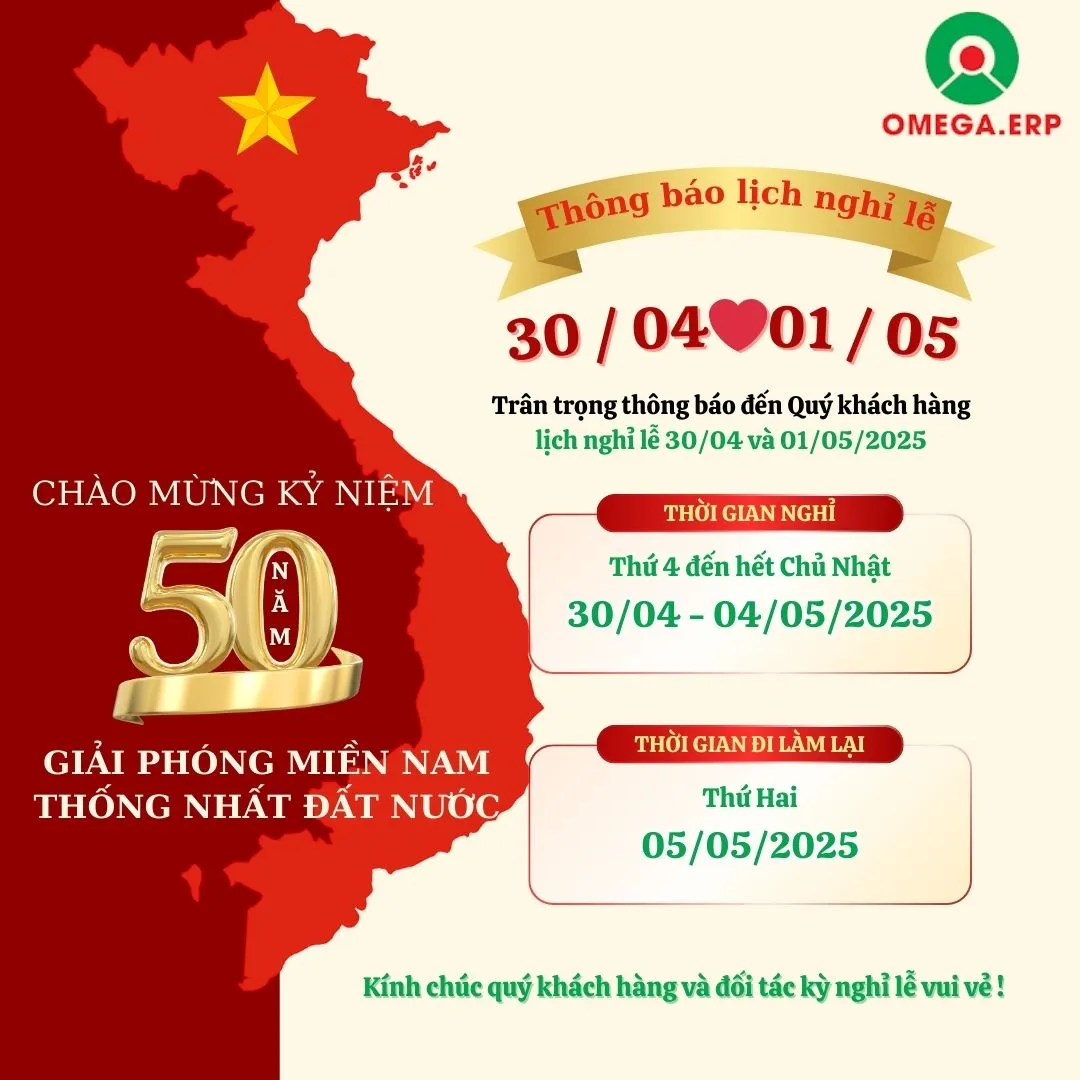 Omega Thông báo lịch nghỉ lễ 30/04 – 01/05/2025